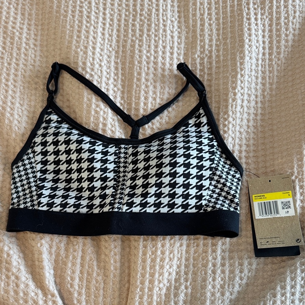 Brand New with Tags Women's Black and White Houndstooth Sports Bra